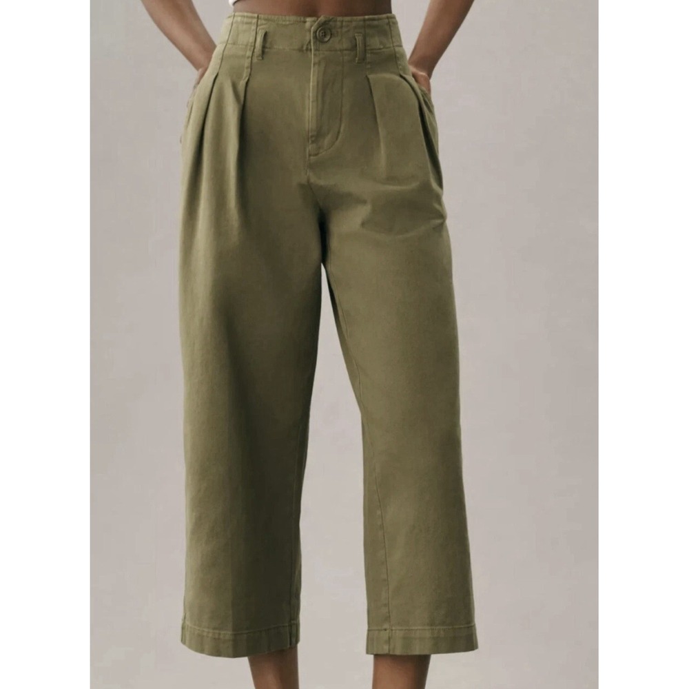 Maeve Remi Wide-Leg Crop Pants Women's Size 2 Green